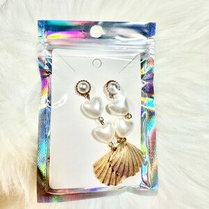 Elegant Pearl and Gold Shell Earrings
